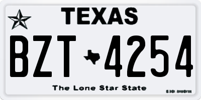 TX license plate BZT4254
