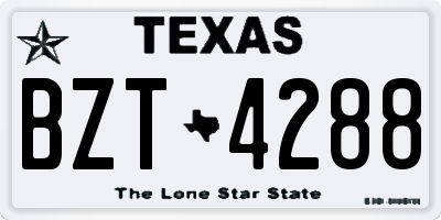 TX license plate BZT4288
