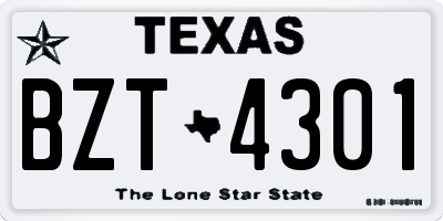 TX license plate BZT4301