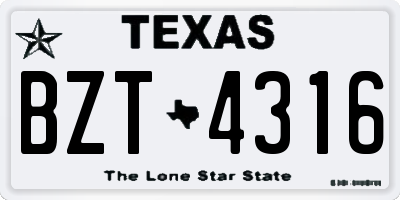 TX license plate BZT4316
