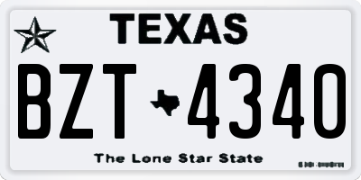 TX license plate BZT4340
