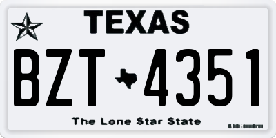 TX license plate BZT4351