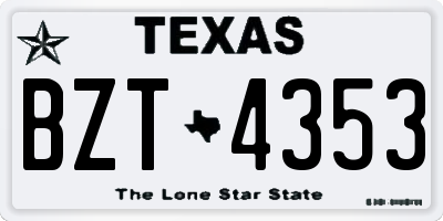 TX license plate BZT4353