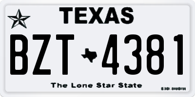 TX license plate BZT4381