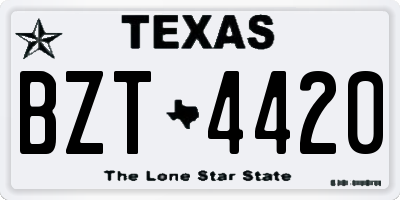 TX license plate BZT4420