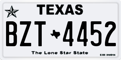 TX license plate BZT4452