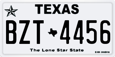 TX license plate BZT4456