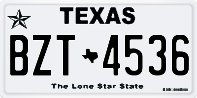 TX license plate BZT4536