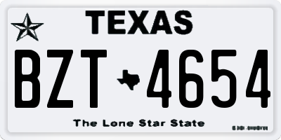 TX license plate BZT4654