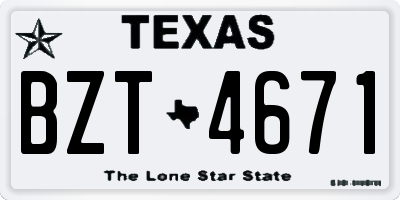TX license plate BZT4671