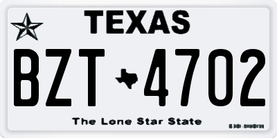 TX license plate BZT4702