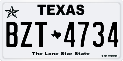 TX license plate BZT4734