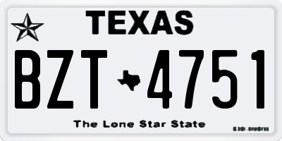 TX license plate BZT4751