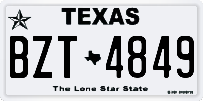 TX license plate BZT4849