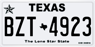 TX license plate BZT4923