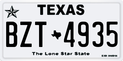 TX license plate BZT4935