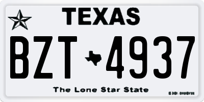 TX license plate BZT4937