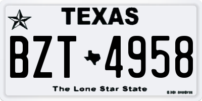 TX license plate BZT4958