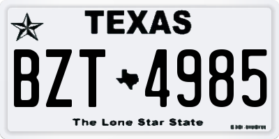 TX license plate BZT4985