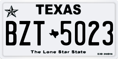 TX license plate BZT5023