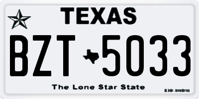 TX license plate BZT5033