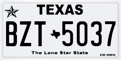 TX license plate BZT5037