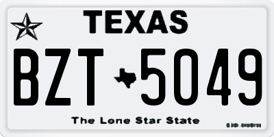 TX license plate BZT5049