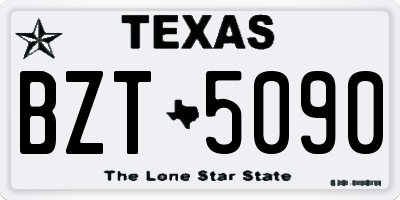 TX license plate BZT5090