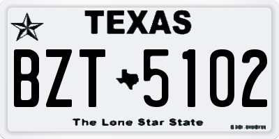 TX license plate BZT5102
