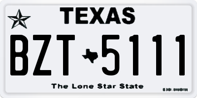 TX license plate BZT5111