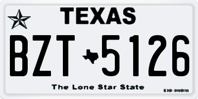 TX license plate BZT5126