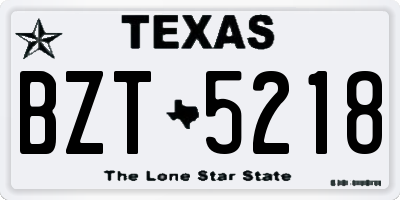 TX license plate BZT5218
