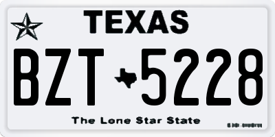 TX license plate BZT5228