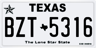 TX license plate BZT5316