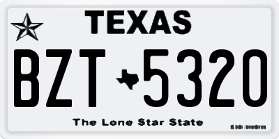 TX license plate BZT5320