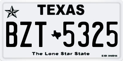 TX license plate BZT5325
