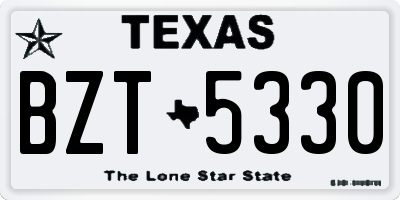 TX license plate BZT5330