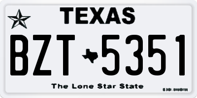TX license plate BZT5351