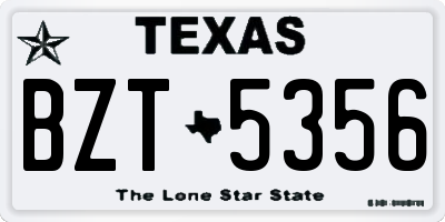 TX license plate BZT5356