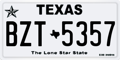 TX license plate BZT5357