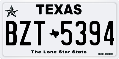 TX license plate BZT5394