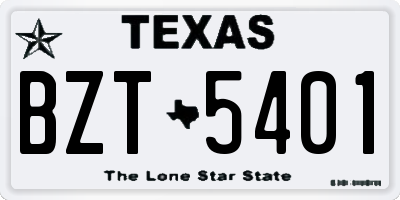 TX license plate BZT5401