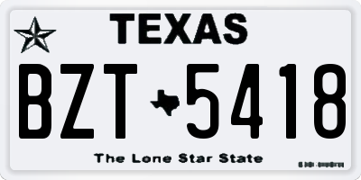TX license plate BZT5418