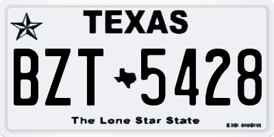 TX license plate BZT5428
