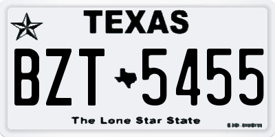 TX license plate BZT5455