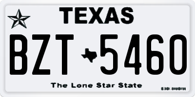 TX license plate BZT5460