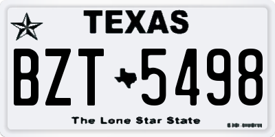 TX license plate BZT5498