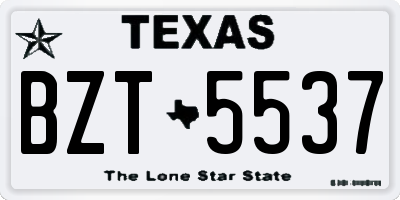 TX license plate BZT5537