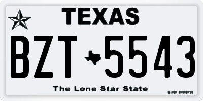 TX license plate BZT5543