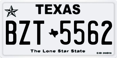 TX license plate BZT5562